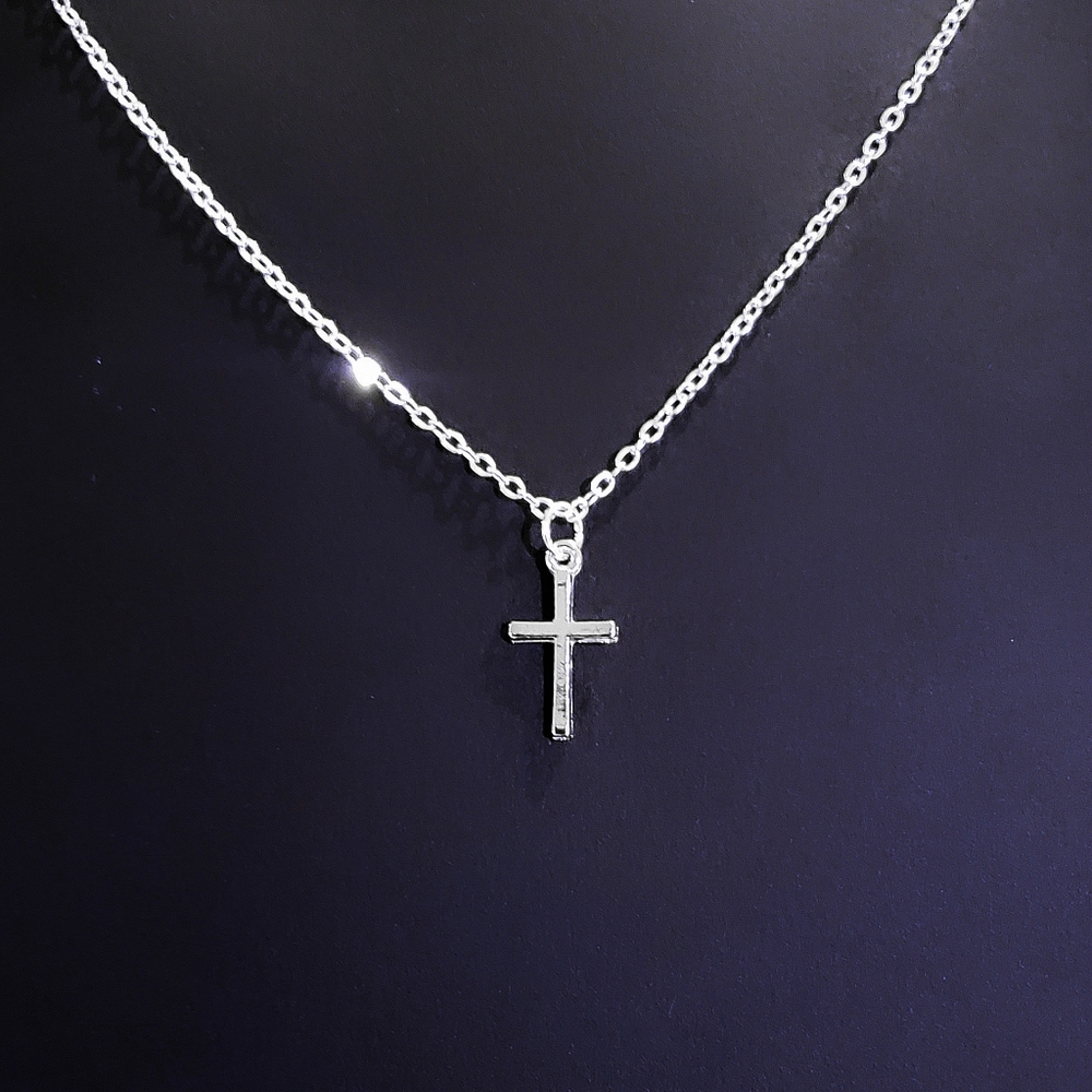 16" Silver Cross Necklace